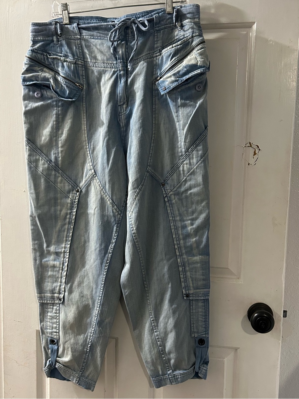 Free People Light Blue Women's Cargo Jeans